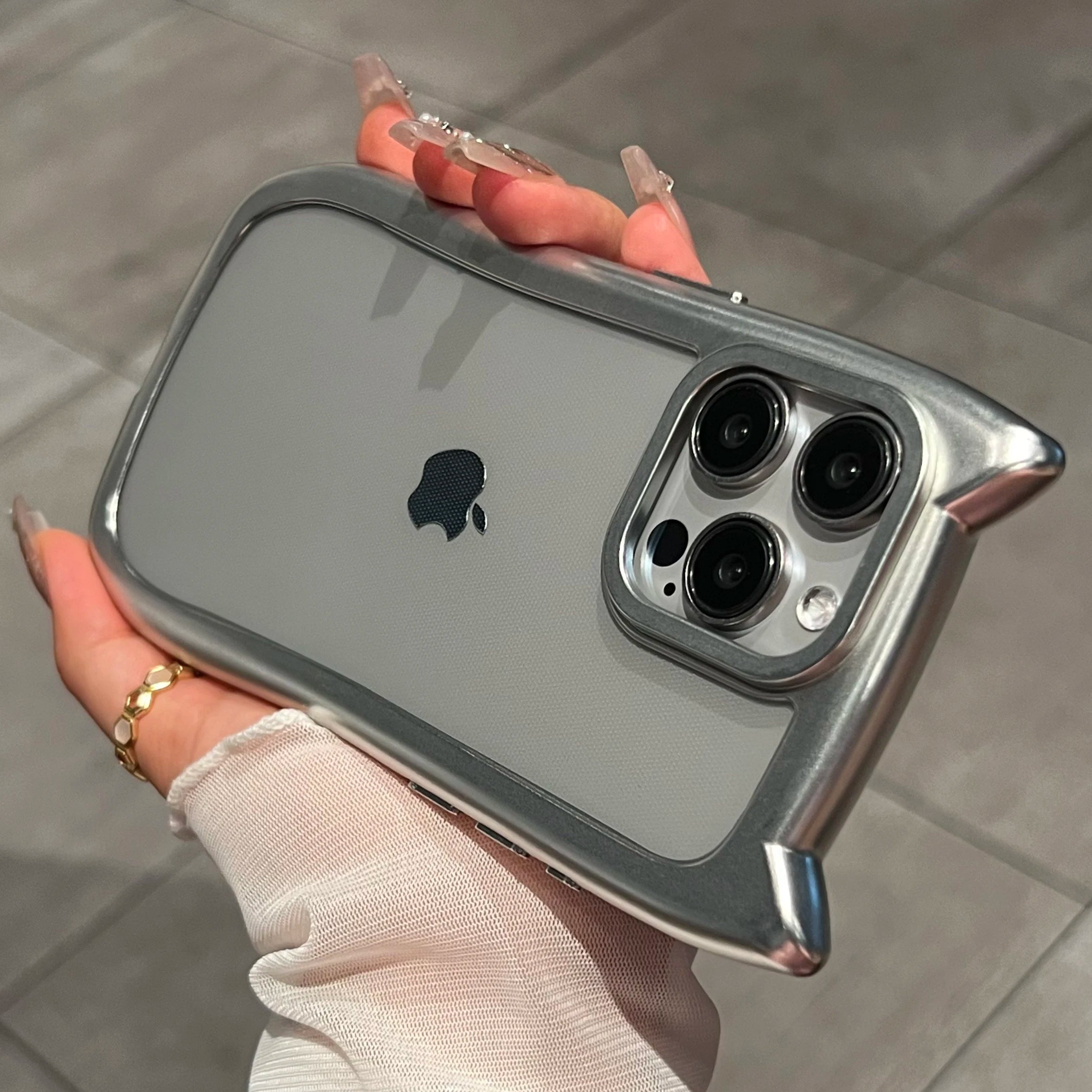 Luxury Plating Soft Silicone Cute Cat Ears Armor Bumper Case For iPhone 17 Air 16 15 14 13 12 11 Pro Max Plus Shockproof Cover