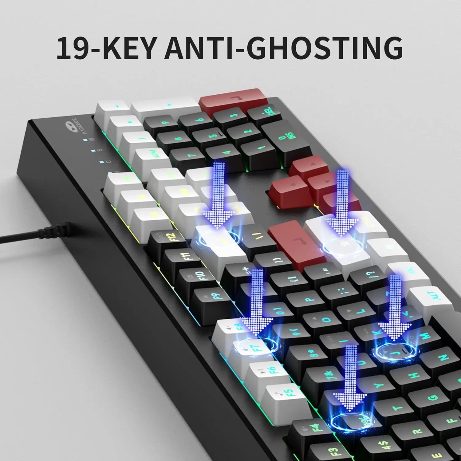 MageGee Creamy Keyboards,K2 Classic Keyboard Wired RGB Backlit 104 Keys Waterproof Ergonomic Keyboard,PC Keyboards for PC/loptop