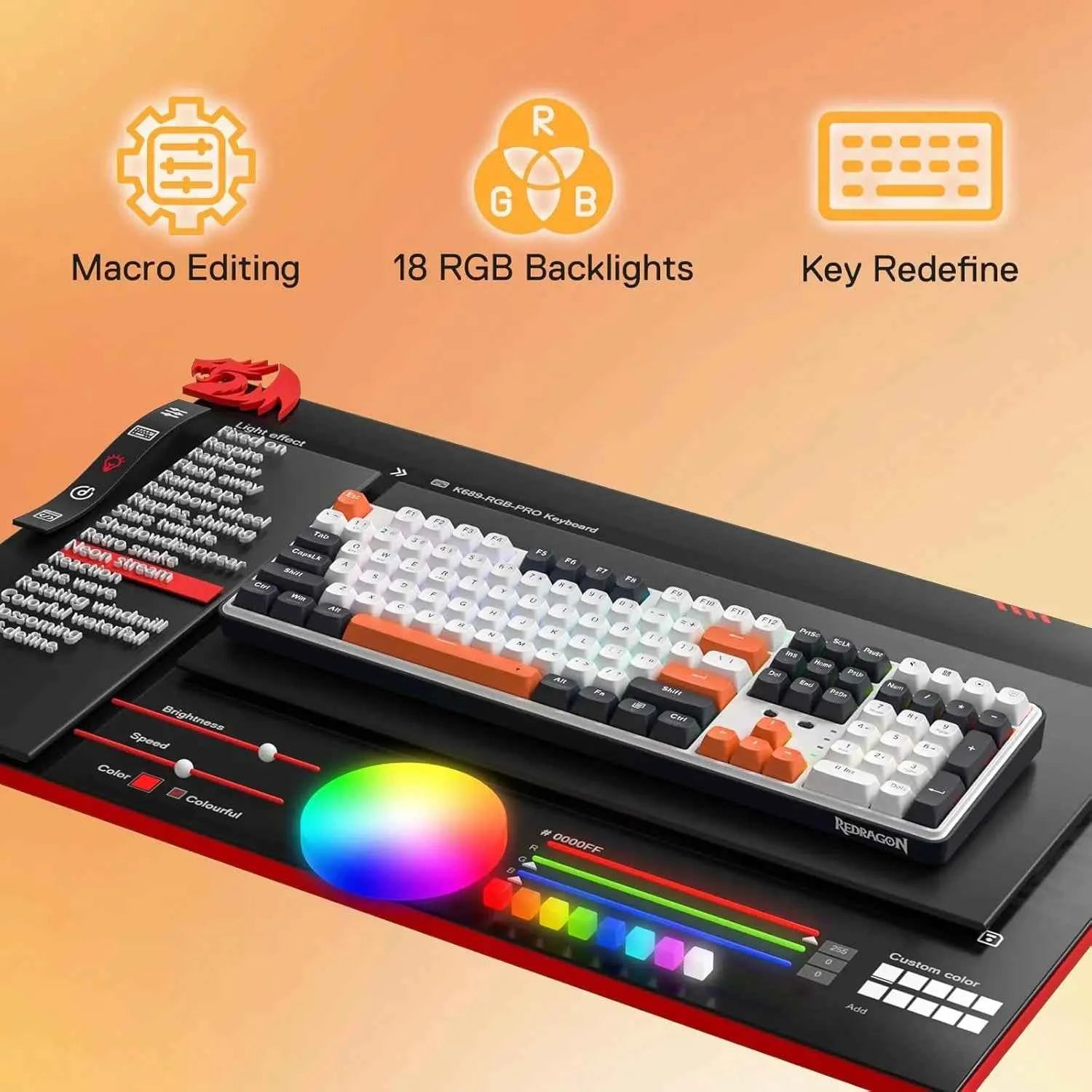 Redragon K689 PRO Wireless Gasket RGB Gaming Keyboard, 108 Keys Mechanical Keyboard w/Extra 4 Hotkeys, Upgraded Hot-swappable