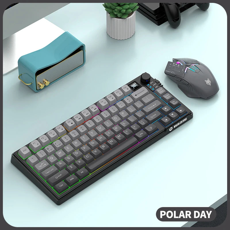 New Dual-Mode 80 Keys Wireless Gaming Keyboard Combo,2.4G/BT5.1 Keyboard Mouse Set With Rainbow-light RGB For PC Office Gaming