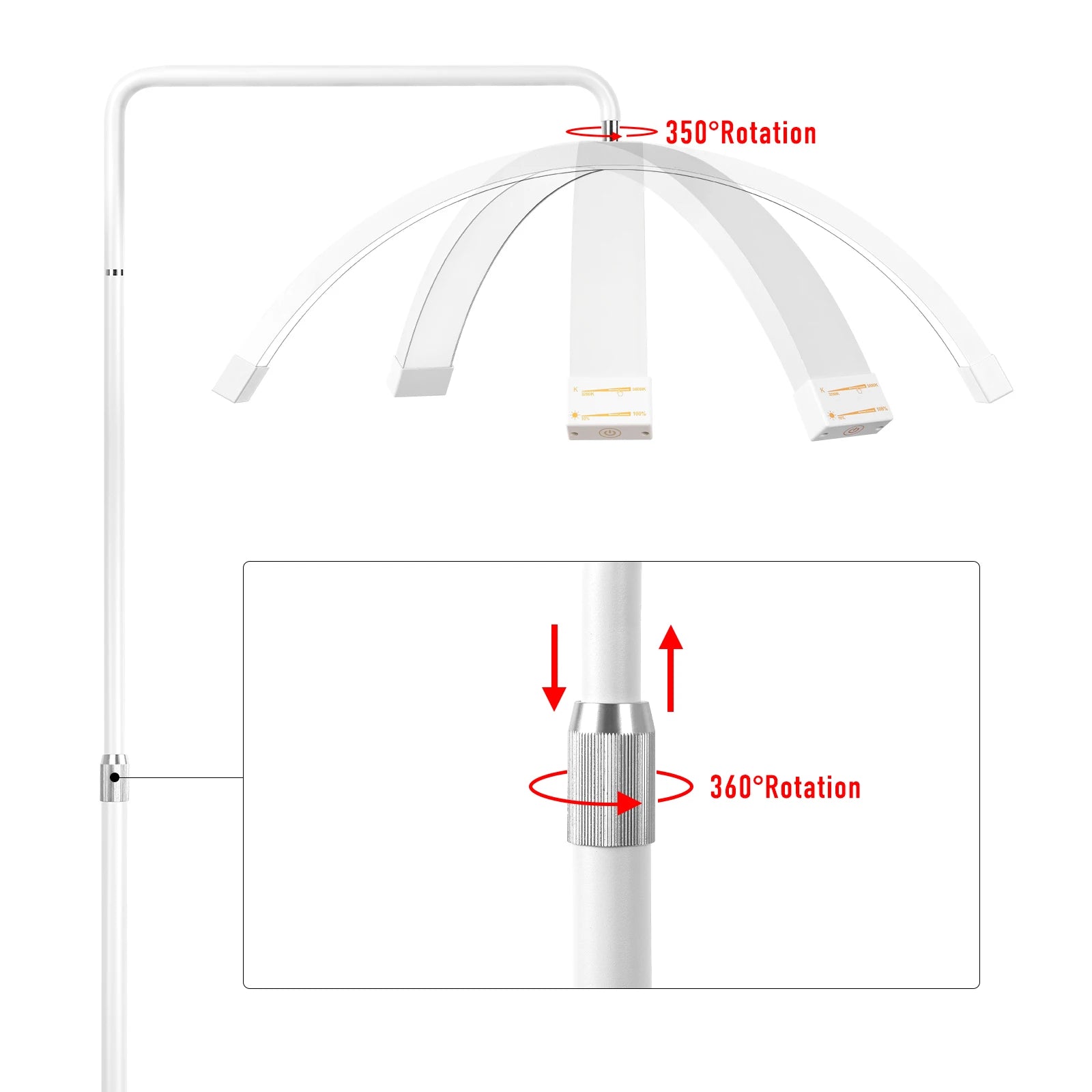 FOSOTO FT-Y9 28 Inch Led Lash Light Half-Moon Shaped Fill Lamp Light With Lamp Holder For Tattoo Beauty Salon Eyelash Haircut