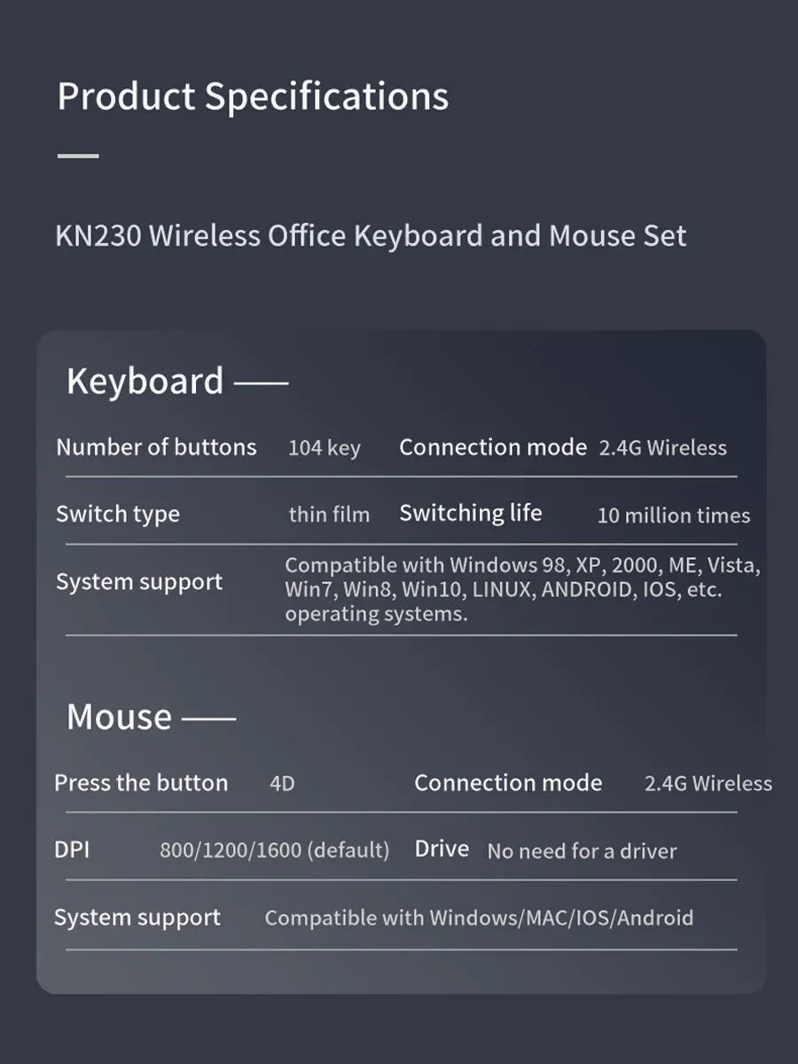 Lenovo Wireless Keyboard and Mouse Combo Full-Size 104 Key Quiet Office Set with Silent Click Compact USB Receiver for Pc Laptop