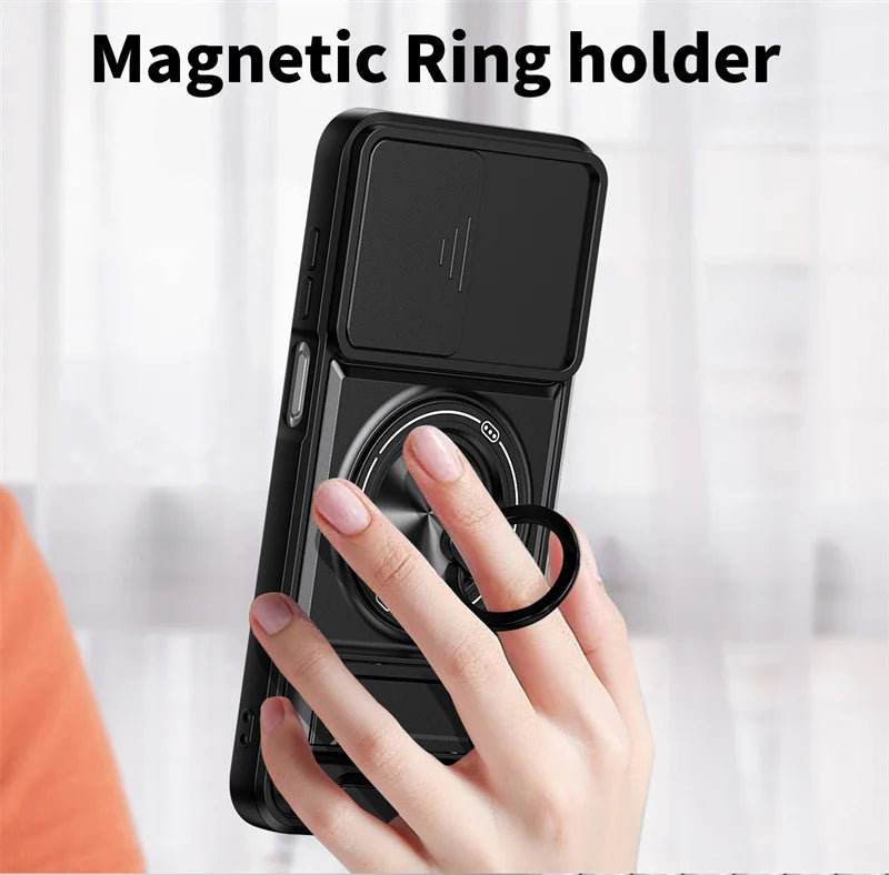 Case For Samsung Galaxy S26 S25 S24 S23 S22 Ultra PLus S26 Edge S25FE S24FE Armor Magnetic Stand Holder Ring Lens Protect Cover