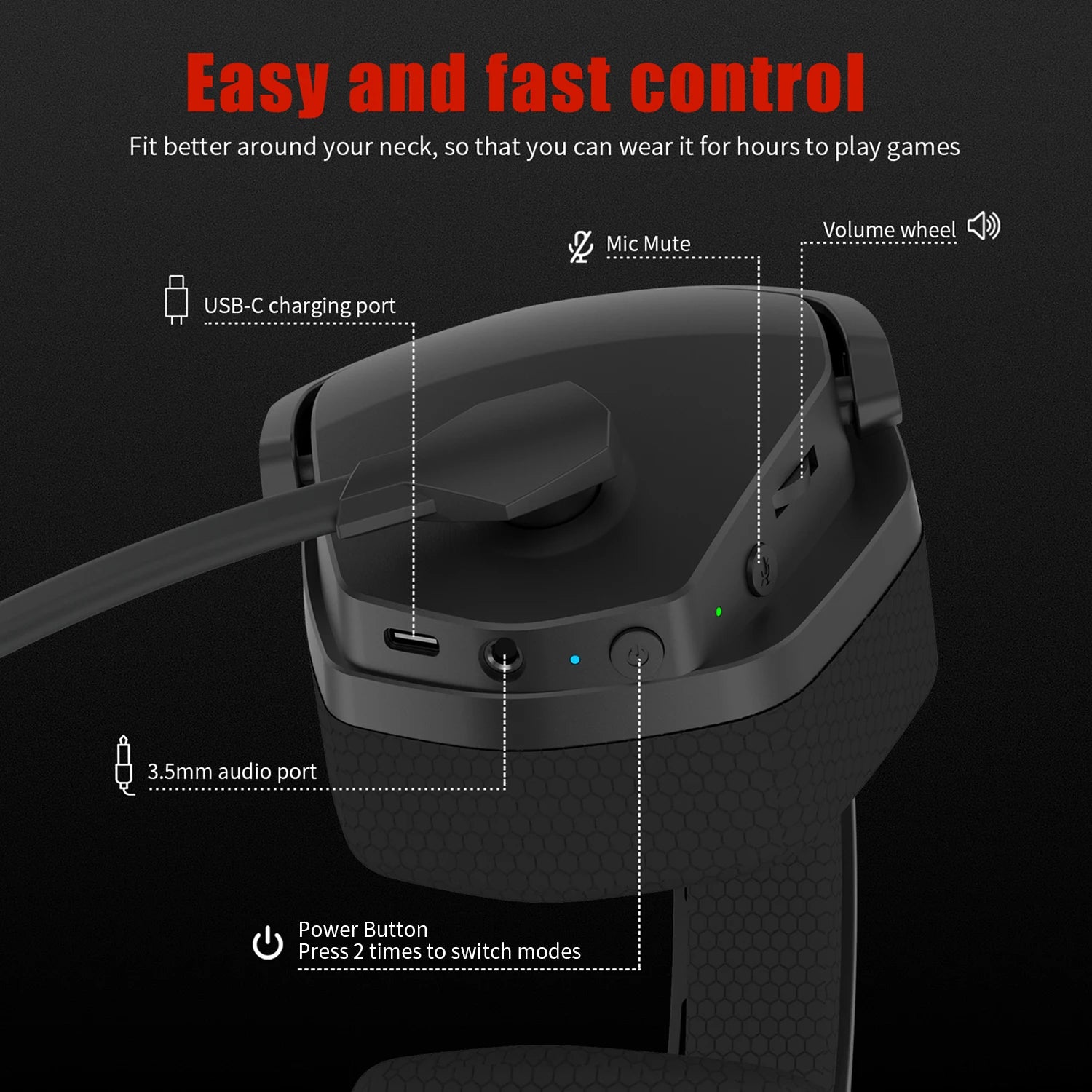 NUBWO G06 Wireless Gaming Headset – 2.4G & Bluetooth Headphones with Mic, 5ms Low Latency, 7.1 Surround Sound for PC, PS4 & PS5.