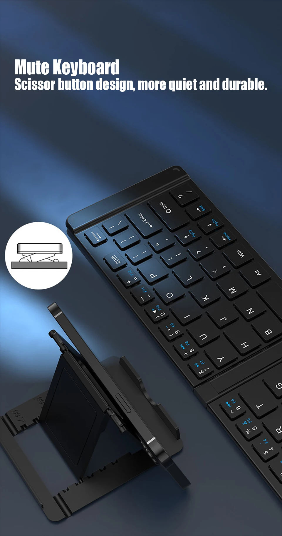 HKYC Mini two fold the third mock examination Bluetooth 2.4G keyboard and mouse set type-c charging tablet