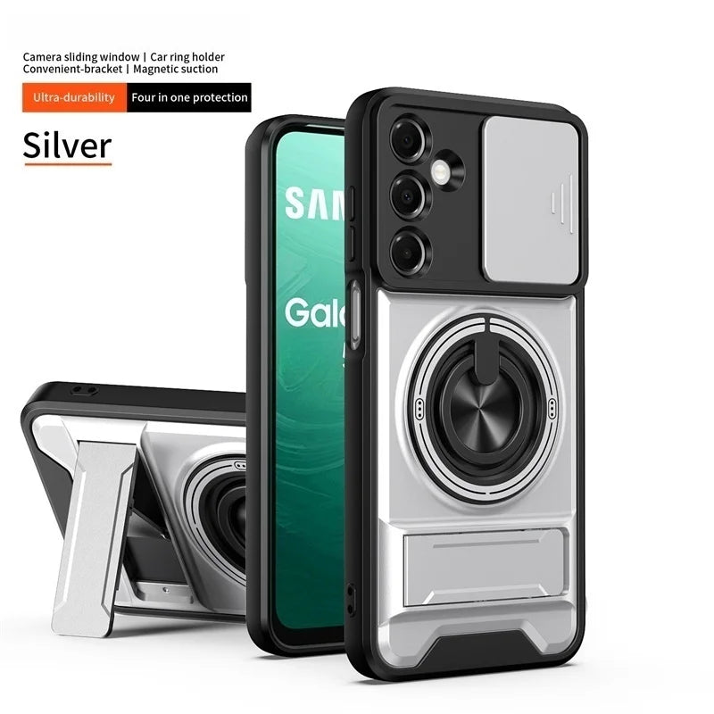 Case For Samsung Galaxy S26 S25 S24 S23 S22 Ultra PLus S26 Edge S25FE S24FE Armor Magnetic Stand Holder Ring Lens Protect Cover