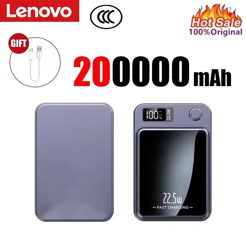 Lenovo New 500000mAh Magnetic Power Bank Fast Wireless Charging Portable Auxiliary Battery for MagSafe Samsung Huawei iPhone