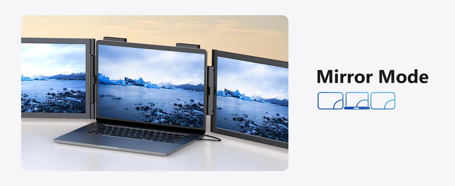 Amoudo14 Inch Dual Portable Monitor 1920*1080P IPS Portable Triple Monitor with USB-C Port for 14-16.5