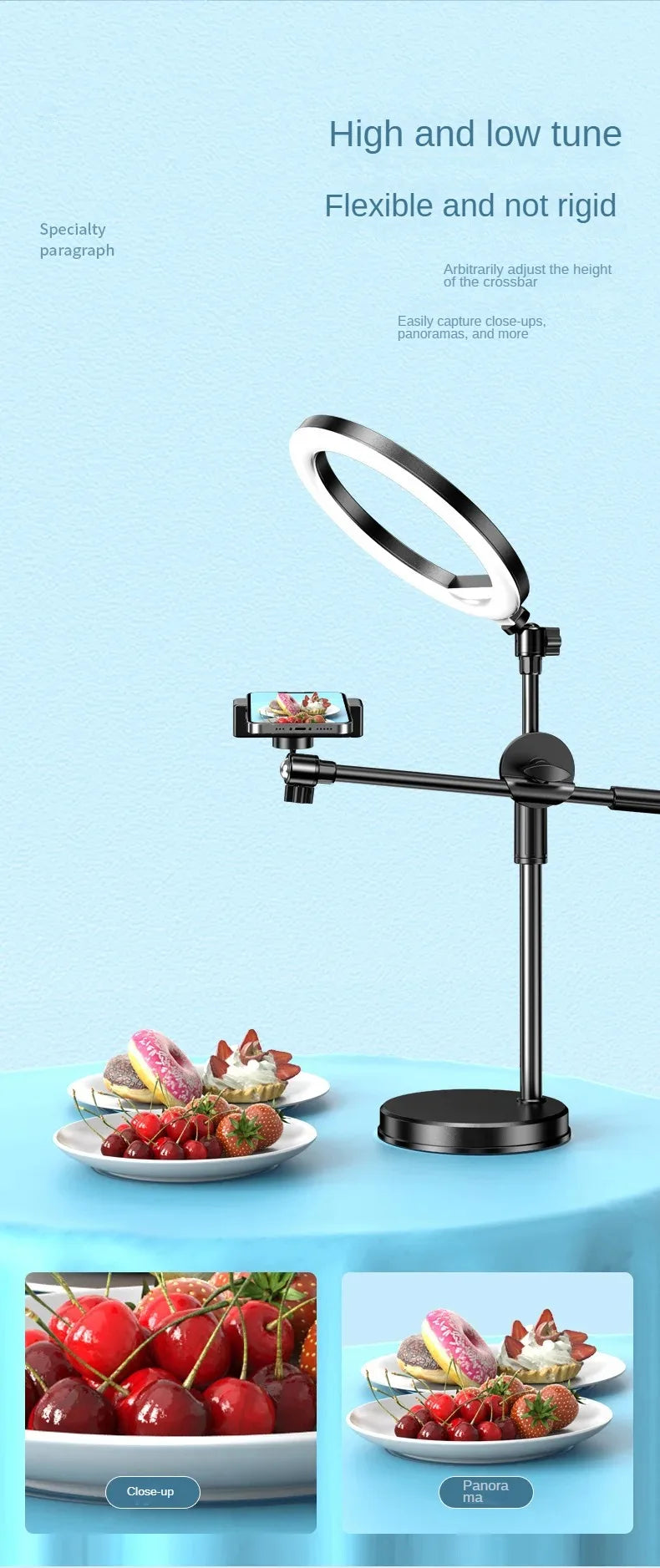 Mobile Phone Head Up Shooting Stand Desktop Live Overhead Painting Calligraphy Photography Artifact 360 Degrees Rotation