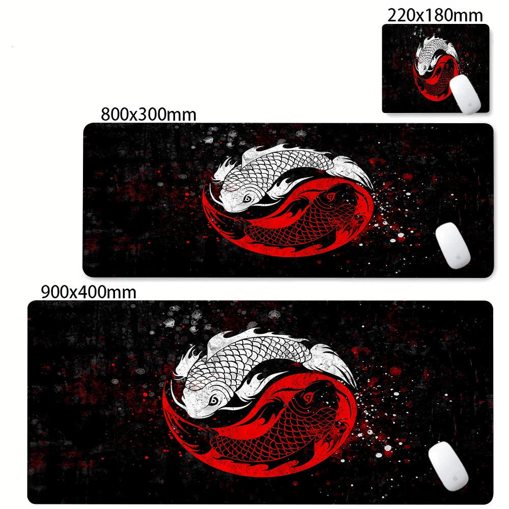 Large Mouse Pad Yin-yang Fish HD Black & White Sakura Computer Office Table Pc Gaming Non-slip Japanese Kawaii Desk Accessories