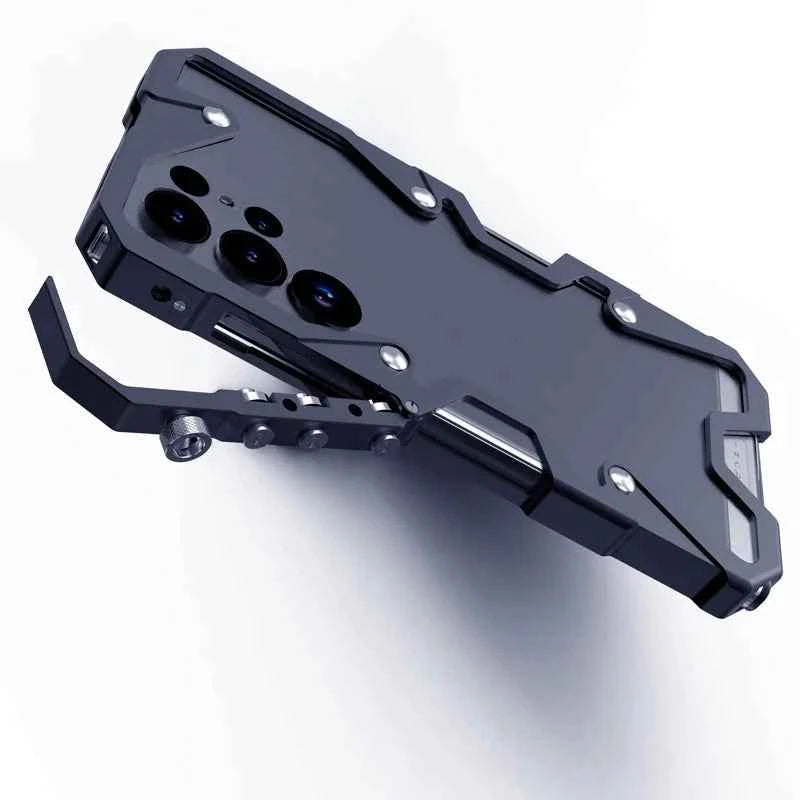 Luxury Armor Metal Aluminum Phone Bumper For Samsung Galaxy S26 S25 S24 Ultra + FE Cover Mechanical Purely Handmade Skull Case