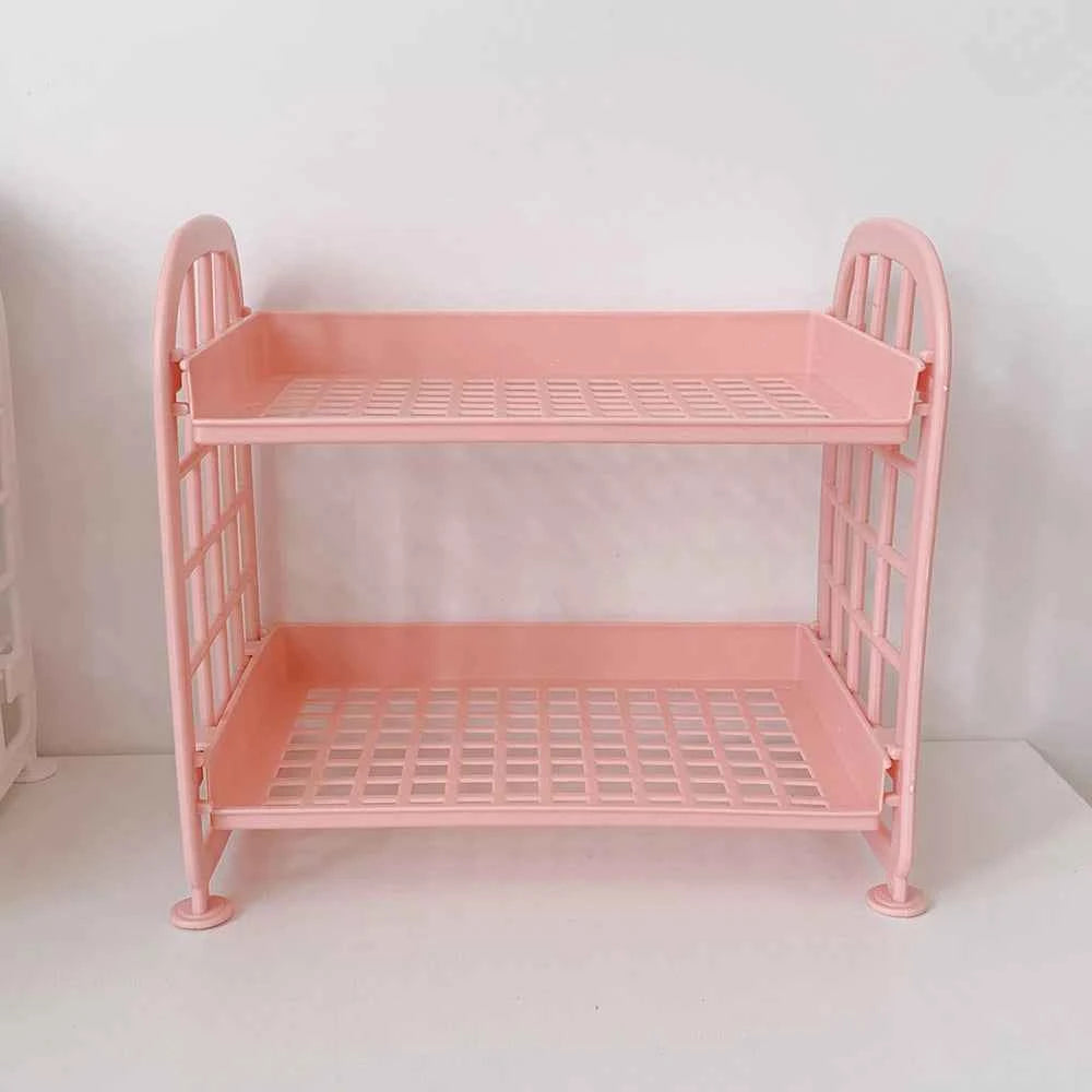 Desktop Stationery Rack Storage Holder Multi-Functional Plastic Shelf Makeup Organizer Office Dormitory Desk Organizer Shelf