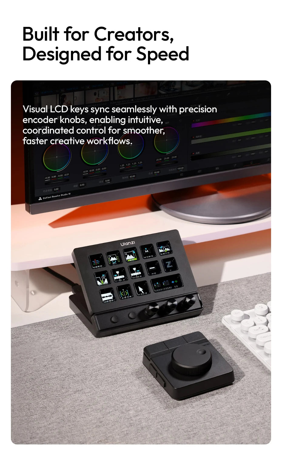Ulanzi D200X All-in-One Creative Deck Desktop Control Hub for Video Photo Post-Processing Smart Lighting Studio Livestreaming