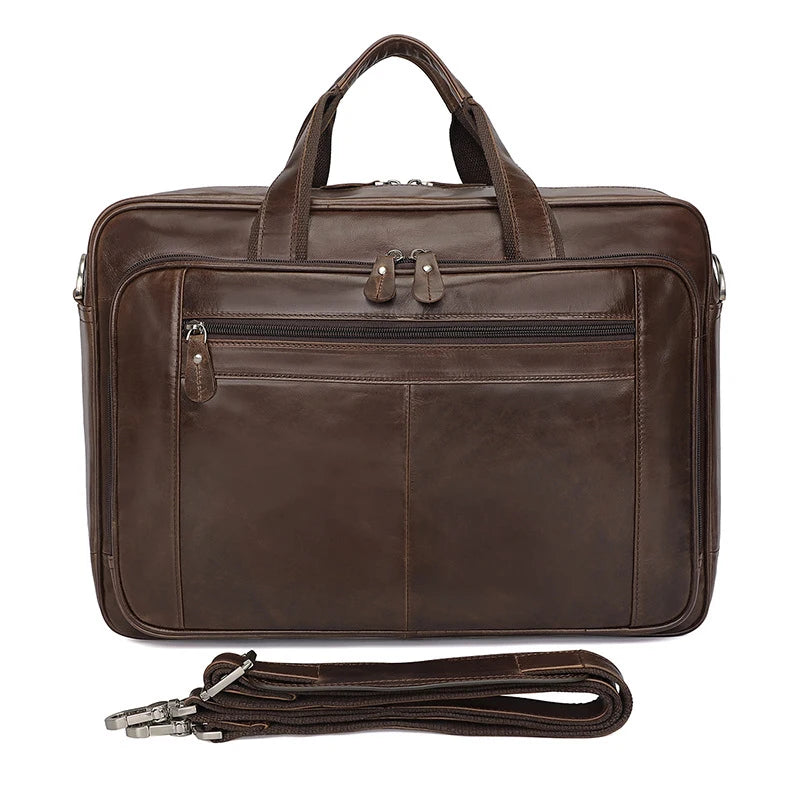 High Quality Genuine Leather Men Briefcase Business bag Crazy Horse Leather Large 17