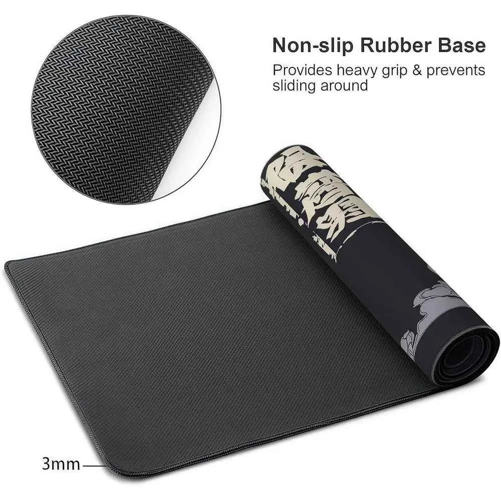 XXL Gaming Mouse Pad with Non-Slip Base, Waterproof & Stitched Edges, Japanese Demon Mask Design, 35.4x15.7 inches