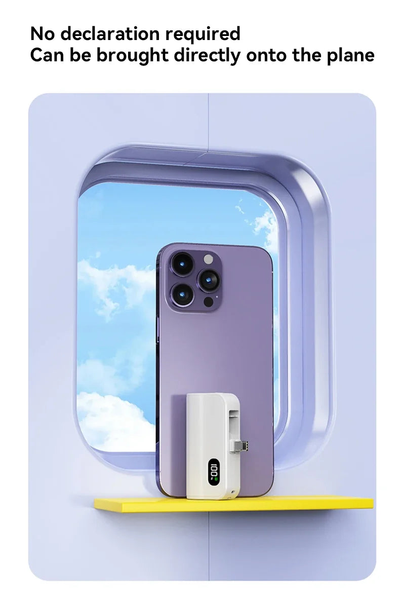 50000mAh Mini Capsule High Capacity Power Bank Portable Wireless Fast Charging External Battery for iPhone Xiaomi Huawei Samsung