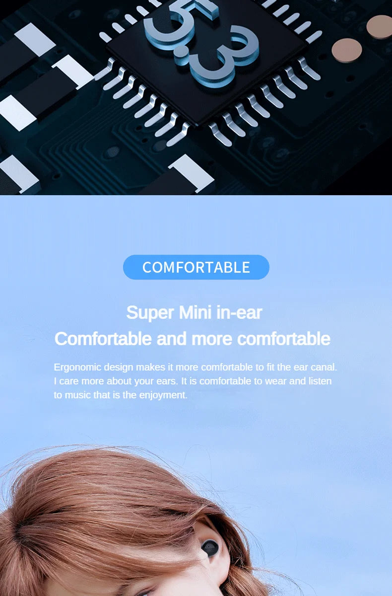 Super Bass Sleep Headphones Wireless Bluetooth Earphones With Mic Sports Earbuds Noise Reduction Mini HD Headset For Smart Phone