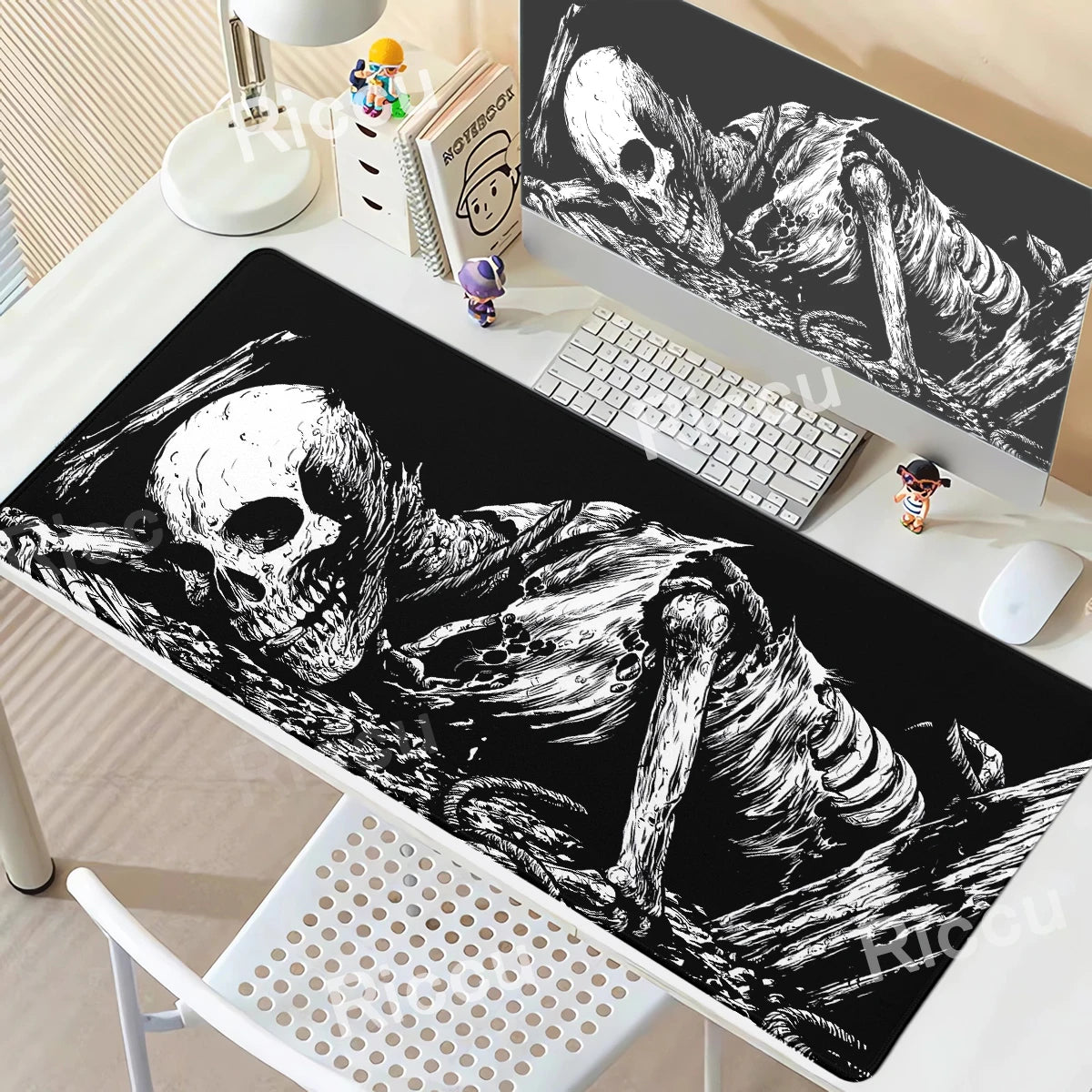 Black White Skull Gaming Mouse Pad Large Mousepad XXL Table Mat Anti-slip Keyboard Accessories Office Laptop Desk Mats Gamer Rug