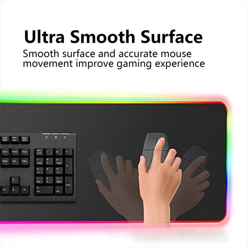 RGB Mousepad Large Size LED Glowing Keyboard Table Pad XXL CsGo Print stream Gaming Mouse Pad Non-slip Rubber Mat With Backlight