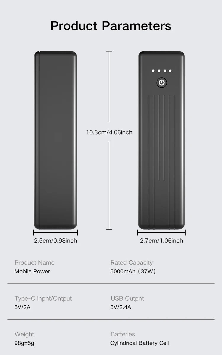 PUJIMAX 5000mAh Power Bank 12W Fast Charging Portable External Battery for iPhone 15 14 12 Xiaomi Huawei Samsung Mini Powerbank