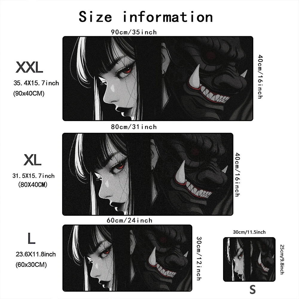 Mask anime girl Mouse Pad Large Computer Office Game Table Mats XXL Rubber Anti-slip Gaming Keyboard Mousepads Long Desk Pads