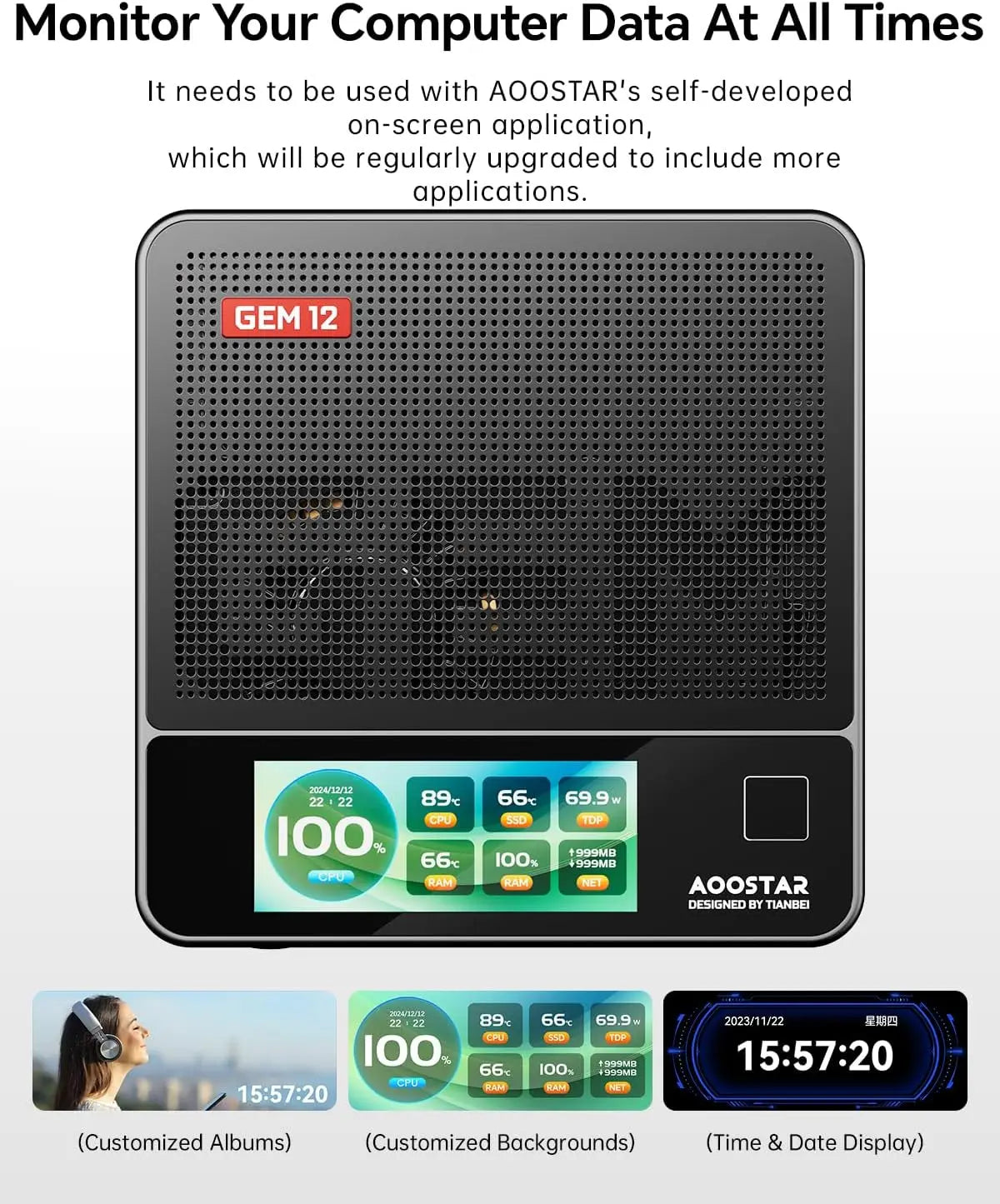AOOSTAR GEM12 Mini PC Ryzen 7 PRO 8845HS 8C/16T Radeon 780M Dual NVMe OCuLink 70W USB4 for Desktop Gaming Mini PC Computer - WinSupport Tech