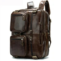 Vintage Crazy Horse Genuine Leather Backpack Men Bagpack Cowhide Hiking Backpack 17