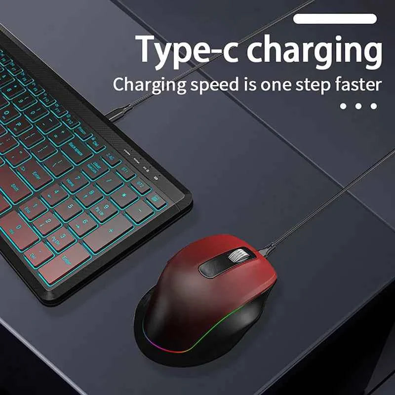 RGB Backlit Silent Wireless Keyboard and Mouse Combo 2.4G Dual Mode Rechargeable Wireless Keyboard Mouse set for Desktop/Laptop
