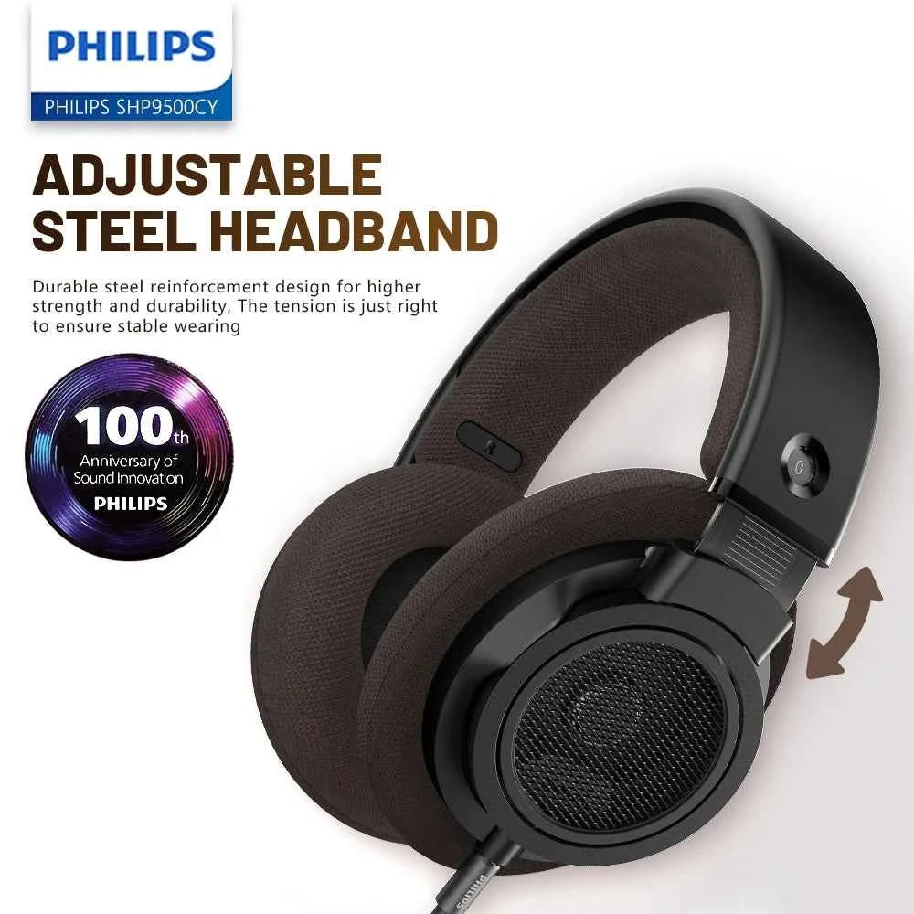 Philips SHP9500CY HiFi Open-Back Headphones Ultra-Comfortable Over-Ear Design  Crisp Clear Sound Lightweight & Durable Build