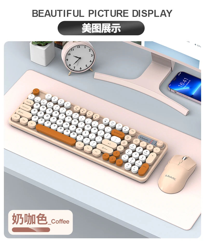 K-snake Wk300 Bluetooth wireless keyboard and mouse set punk keycap mute with volume knob computer office universal