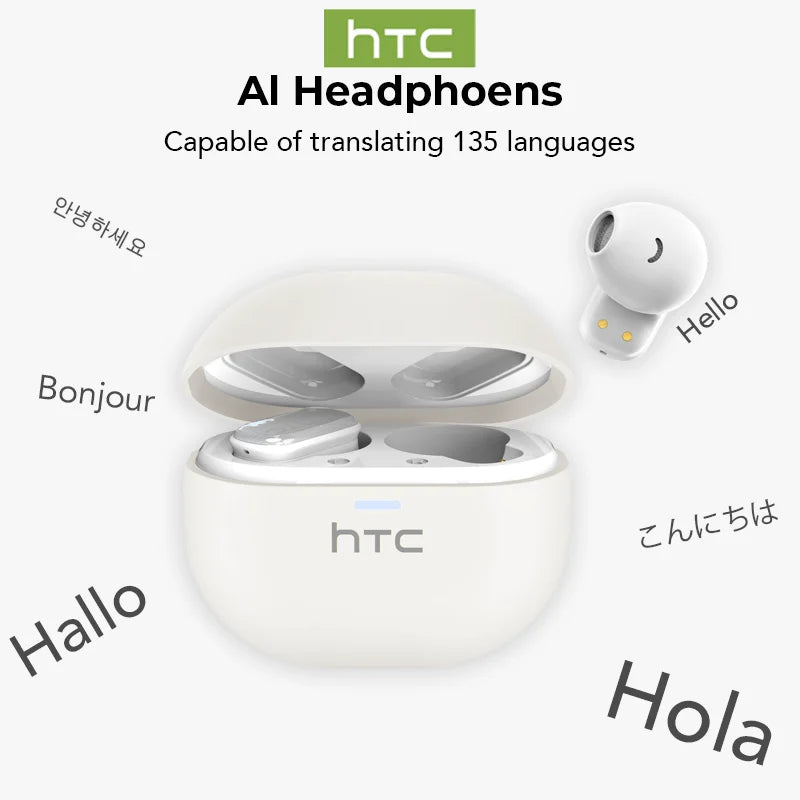 HTC NE16 AI Earphones Bluetooth V6 TWS Sports Wireless Headphones with Mic Noise Reduction HD Call AI Translator Earbuds Mini