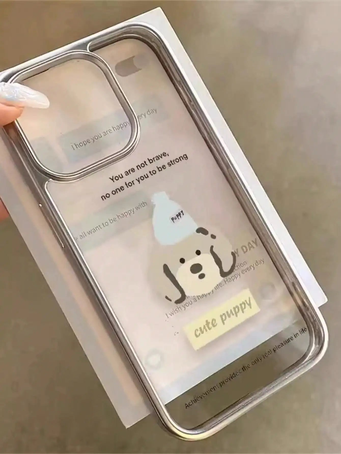 1pc Dog Head Design Phone Case Compatible With IPhone 17 Pro Max, 16 Pro, New 15 Pro, 14, 13, Transparent Electroplated High-End Anti-Fall Full Coverage Phone Case
