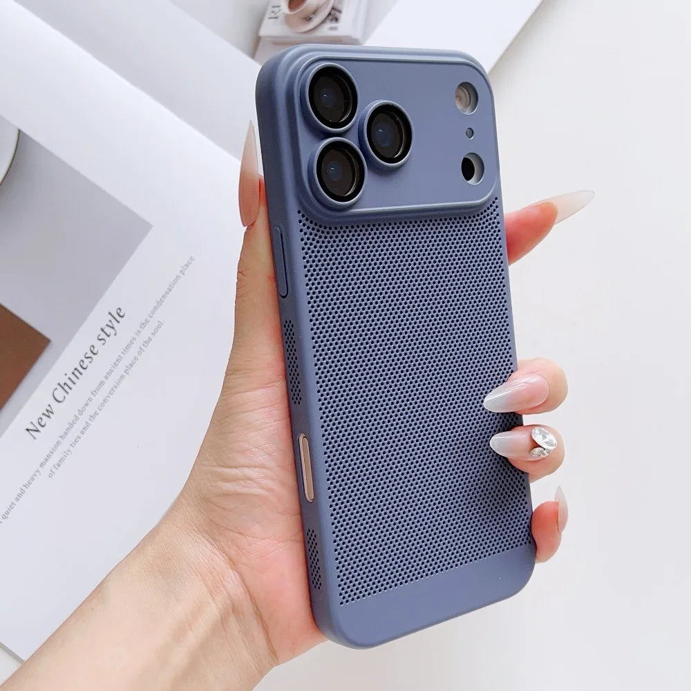 Original Ultra Thin Cooling Heat Dissipation Phone Case For iPhone 17 16 12 15 13 14 Pro Max Plus 17Pro 17 Air Breathable Cover