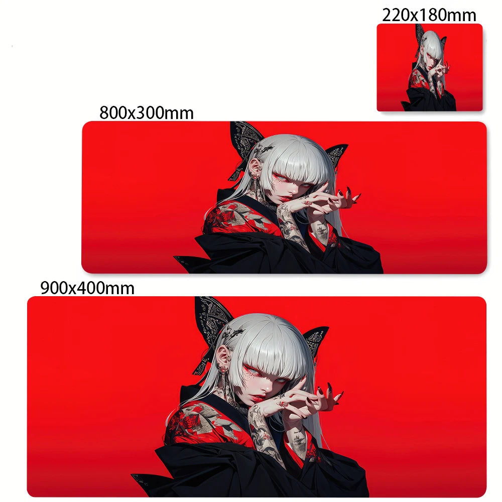 Japanese Style Anime Red Girl Pc Game Mousepad Large Mouse Pad XXL Gamer Mouse Mat Office Table Carpet Gaming Mats 500x1000mm