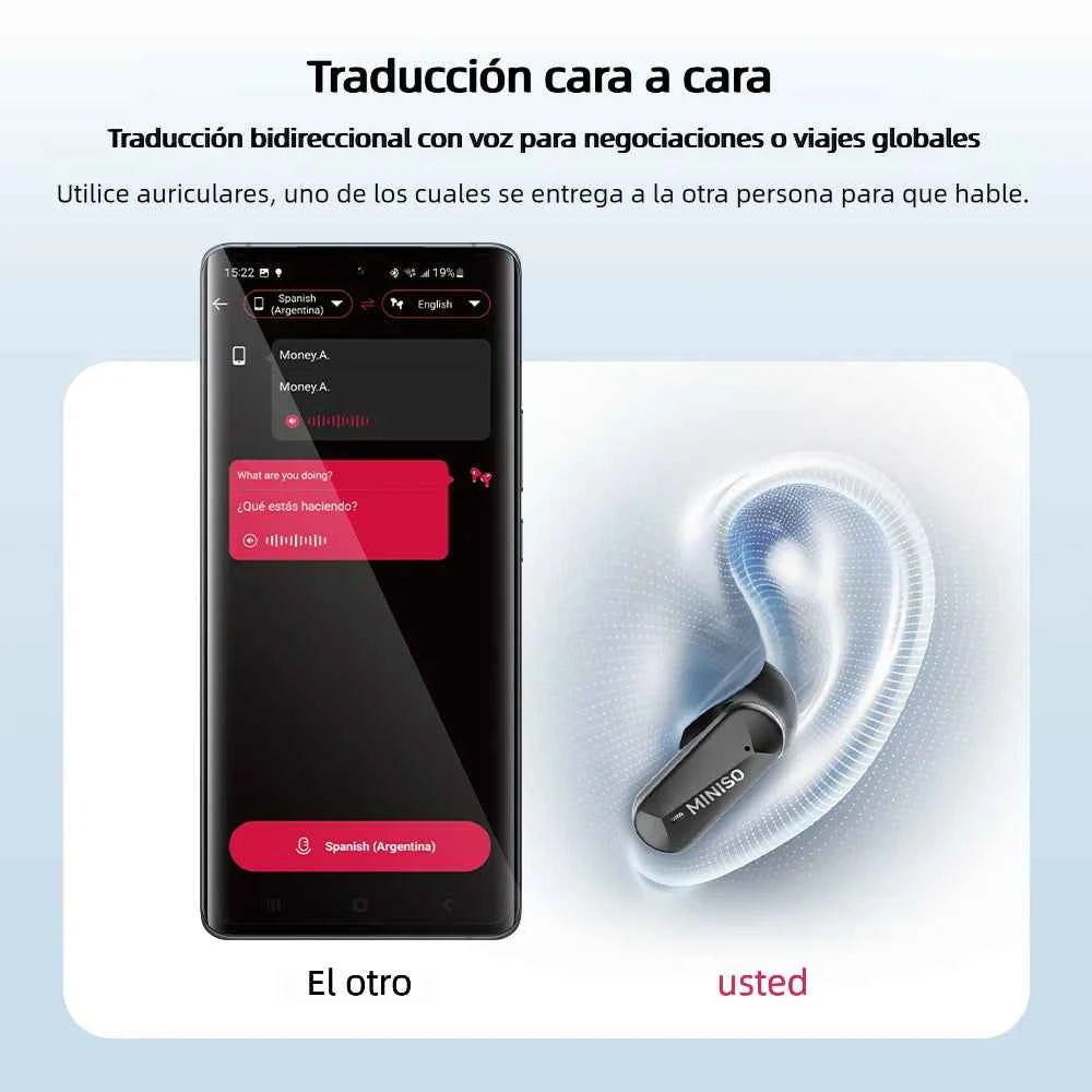 MINISO MS119 Wireless Bluetooth Earphones Ai Translator Headphones Low latency Earbuds 50Hrs Playback More Comfortable to wear