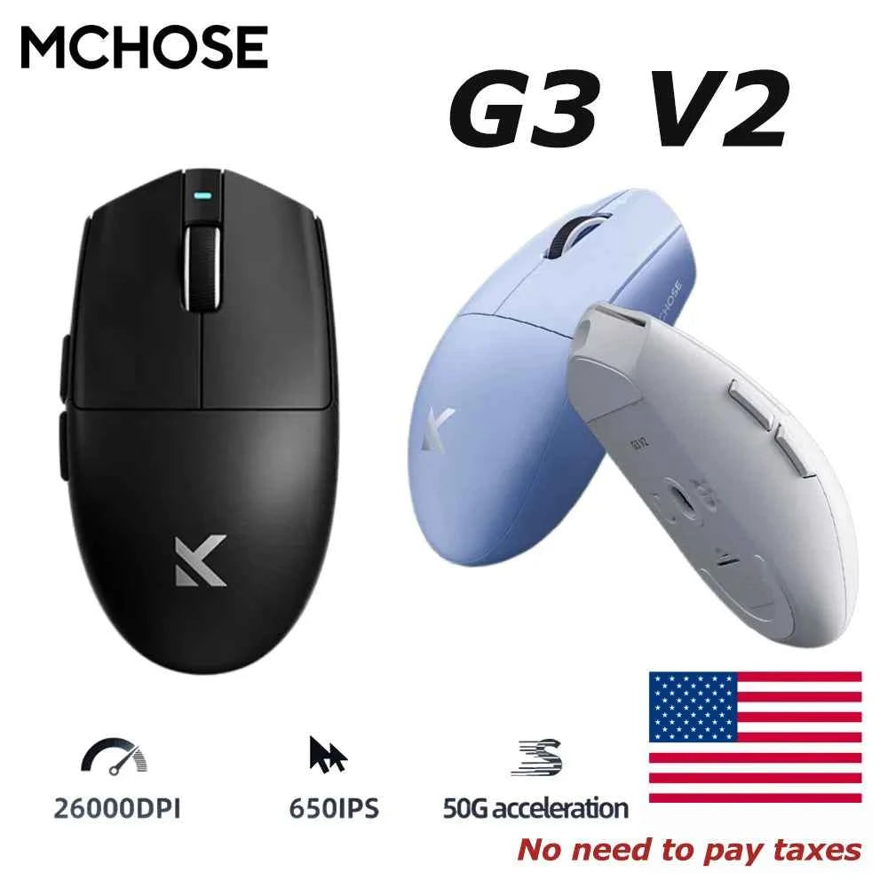 MCHOSE G3 V2 Pro Professional Game Three Mode Mouse PAW3395 26000DPI Polling Rate 59g Ultra Light Office Mouse 800mAh