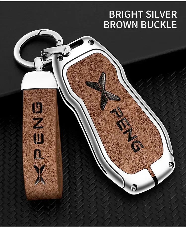 Metal Car Key Fob Cover Case Shell For Xpeng Xiaopeng P5 P7 G9 G3i Holder Interior Keychain Leather Accessories