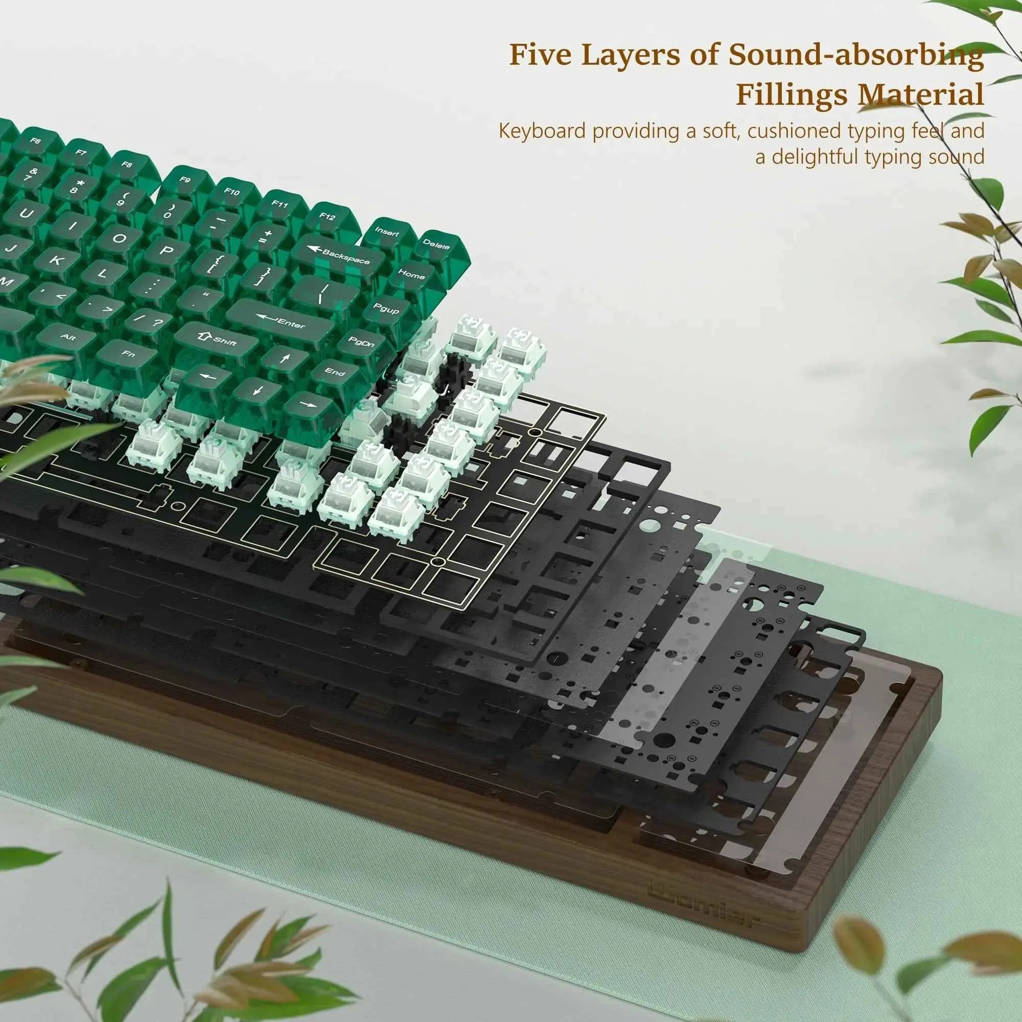 Womier WD75 QMK/VIA Wooden Gaming Keyboard 8000mAh Tri-Mode Wireless Mechanical Custom RGB Hot Swappable Keyboard