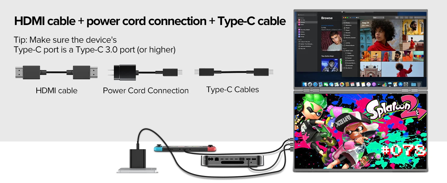 UPERFECT Delta Mega 23.8 Inch 100Hz Dual Screen Stacked Computer Monitor 1080P USB-C HDMI Gaming Laptop Extender Screen W/ VESA