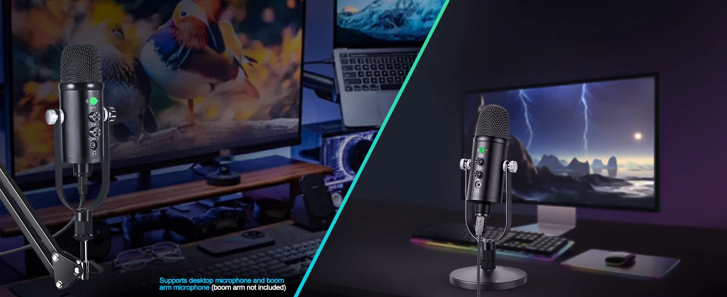 Mercase USB Condenser Microphone – Plug & Play Cardioid Mic with Mute Button for PC, Phone, PS4 & PS5, Recording & Streaming.