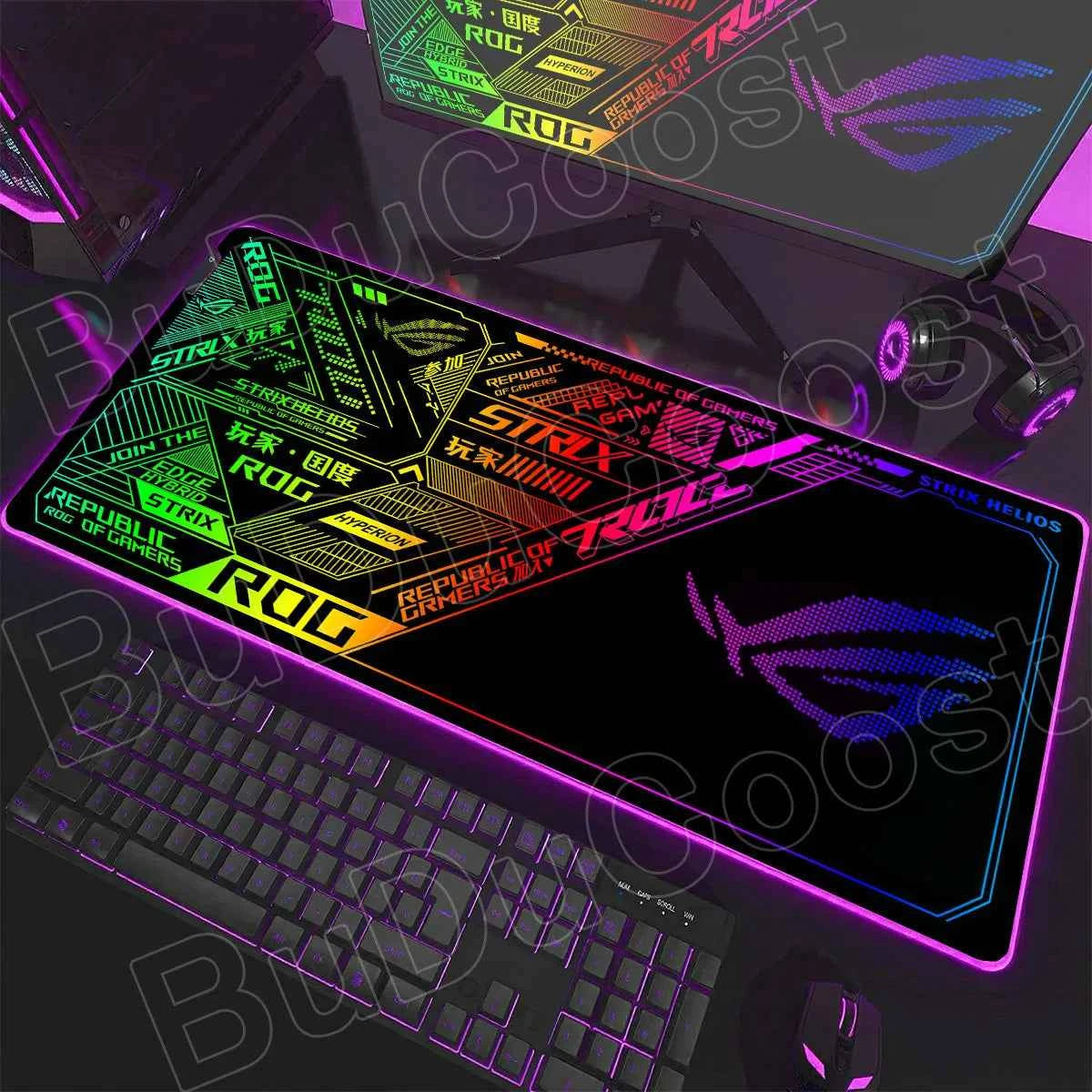600x300x3mm RGB Gamer Glowing HD Keyboard Mat Asus Office Table New ROG Art Design Colorful LED Mouse Pad Rubber Non-slip Carpet