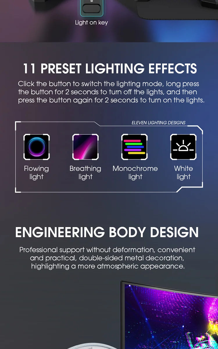 RGB Gaming Headset Stand with Sound-Activated Lights, 11 Modes LED USB Charging Dock, Headphone Holder for PC Gamer