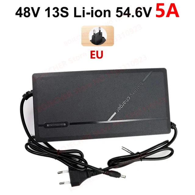 36V 48V Charger 2A 5A 10S 13S Lithium-ion Battery Pack Charger 42V 54.6V 5A Intelligent Fast Charging EU Plug With Cooling Fan