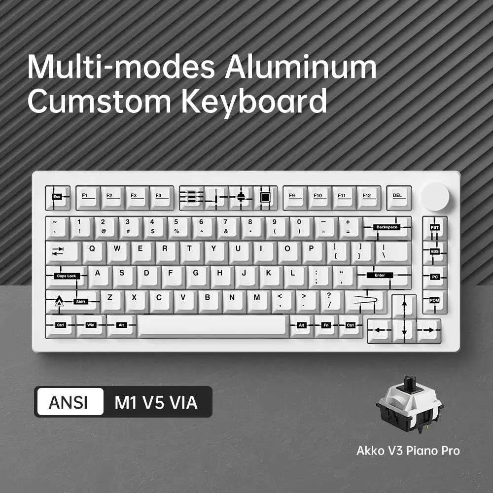 Akko MonsGeek M1 V5 Three-mode Mechanical Keyboard/Barebone Kit VIA 75% 3/5 Pin Customized Hot Swap RGB Rapid Disassemble Gasket