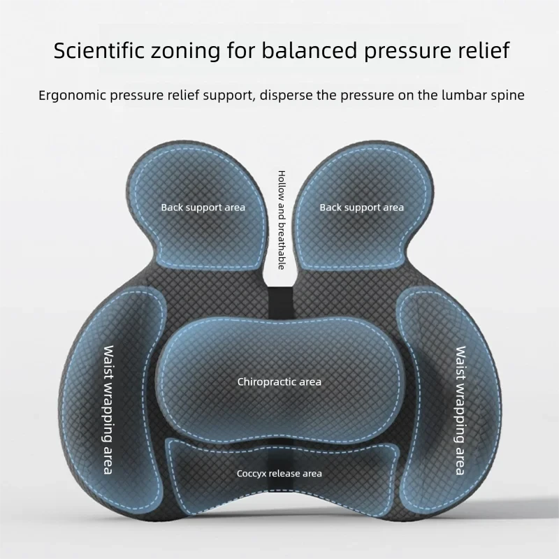 Office Cushion Chair Sitting Waist Support Cushion Seat Backrest Ergonomic Memory Cotton Hemorrhoid Artifact Student Ass Cushion