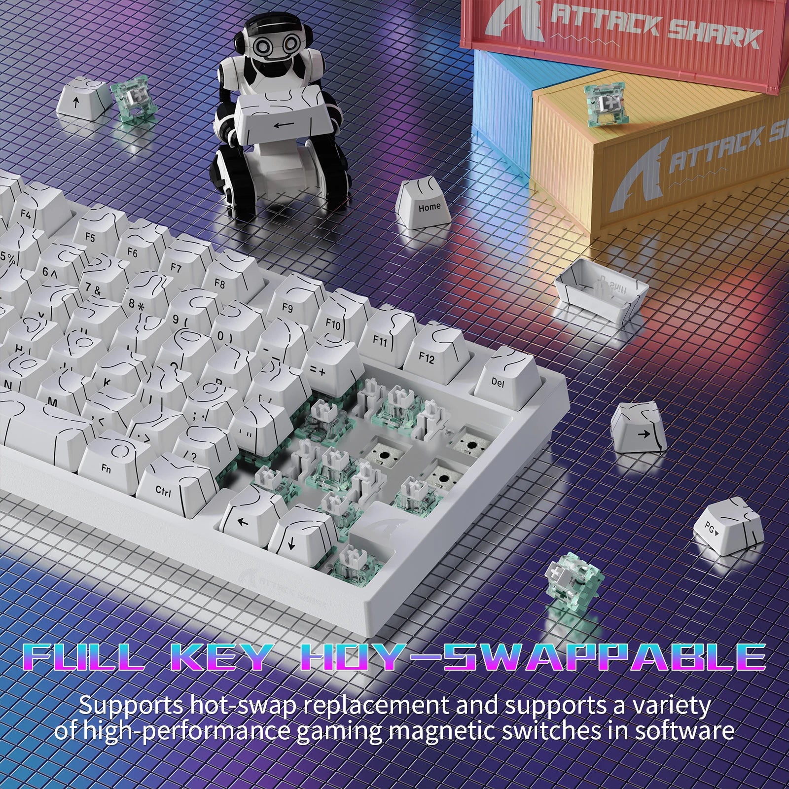 ATTACK SHARK R82 HE Wired 75% Gaming Keyboard, Magnetic Switch, 8000Hz Polling Rate, Ultra-Precision 0.005mm RT Tech, RGB Backli