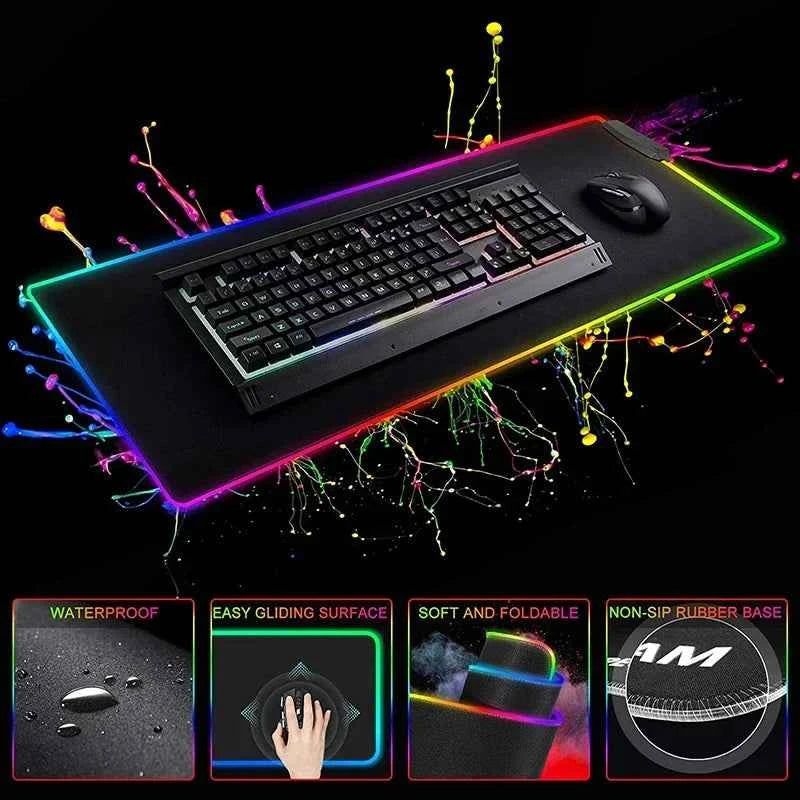 RGB Sakura Scenery  Mousepad Japan Cherry Blossom Gaming Non-slip Table Pad Glowing Keyboard Mouse Pad Laptop Mat With Backlight