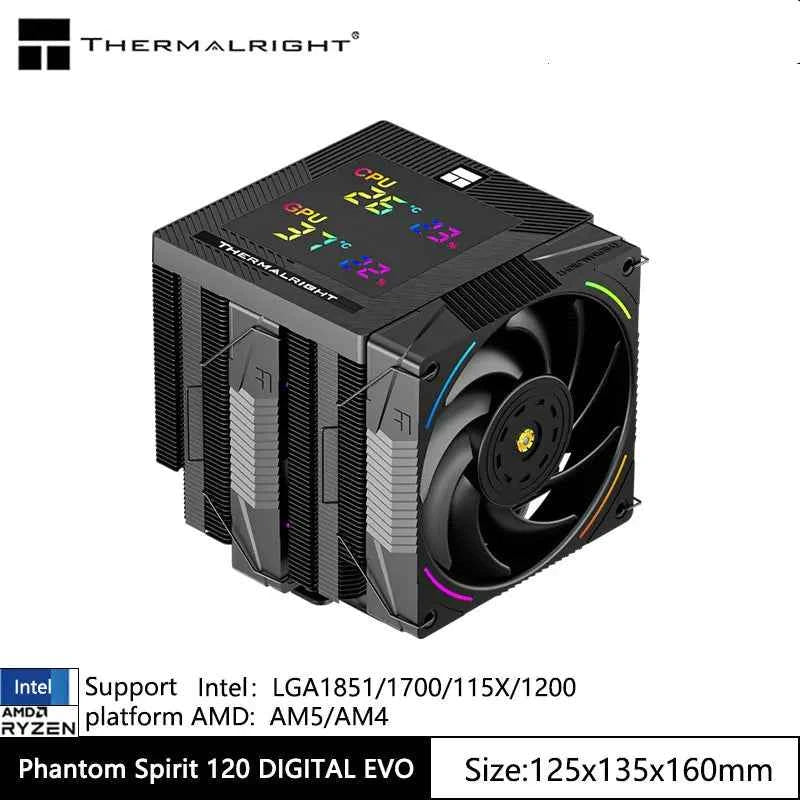 Thermalright Phantom Spirit 120 EVO CPU Cooler - Heat Sink Supports 1700/115X/AM5/AM4 7 Heat Pipe Dual Tower Radiator