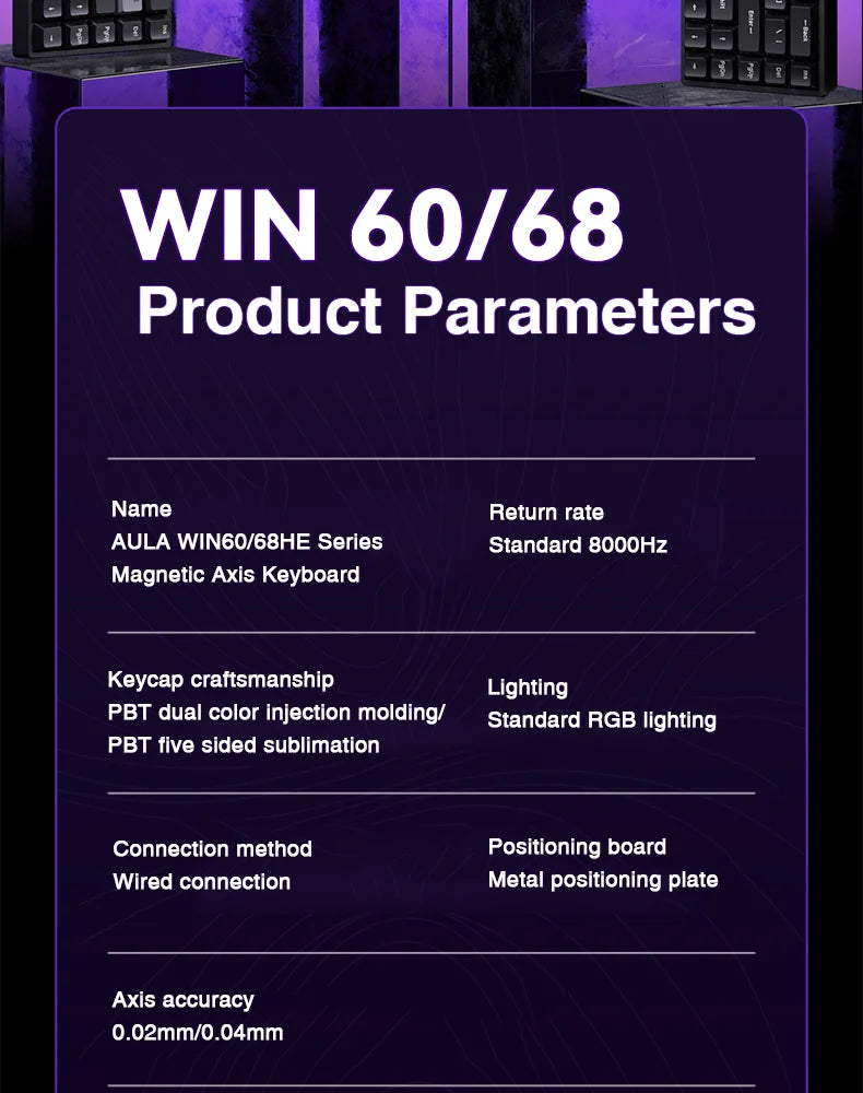 AULA WIN68 HE Esports Magnetic Switch Keyboard Rapid Trigger 8K Return RGB Hotswap 60% 68% Custom Game Keyboard
