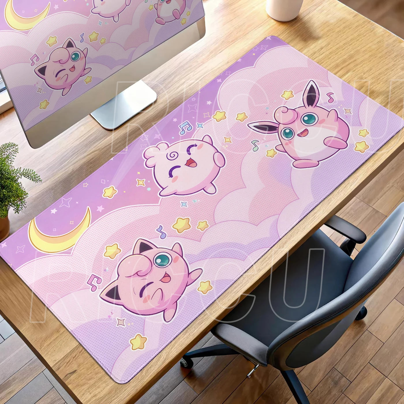 Kawaii Pink Keyboard Pad Clefairy Anime Gamer PC Cabinet Mouse Pad Ppokemon Jigglypuff Mousepad Laptop DeskMat E-Sports Mousemat